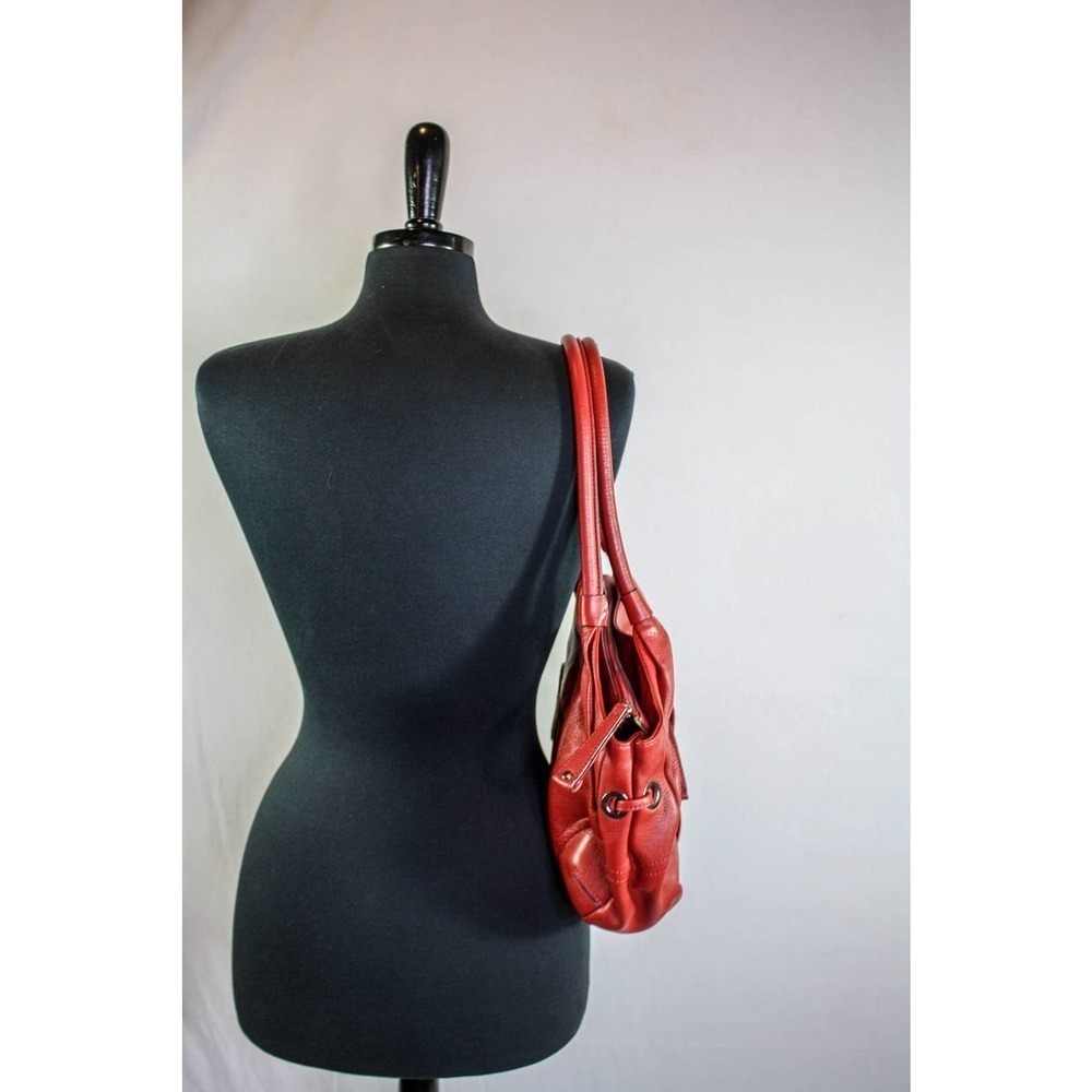 Isaac Mizrahi Purse Red Leather Shoulder Bag - Picture 2 of 4